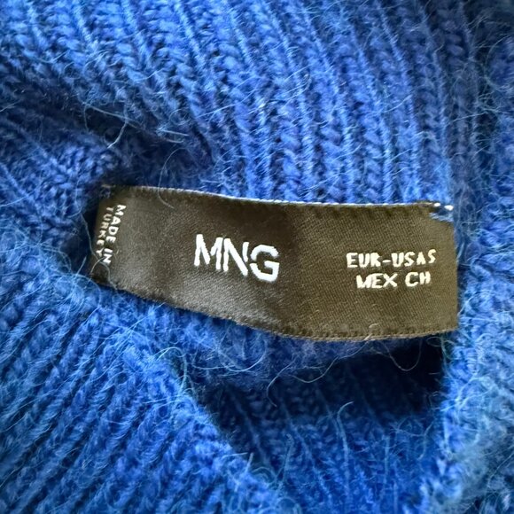 MNG Mock Neck Knit Sweater Pullover Women's Small Blue Chunky Oversized Comfy - Picture 11 of 14
